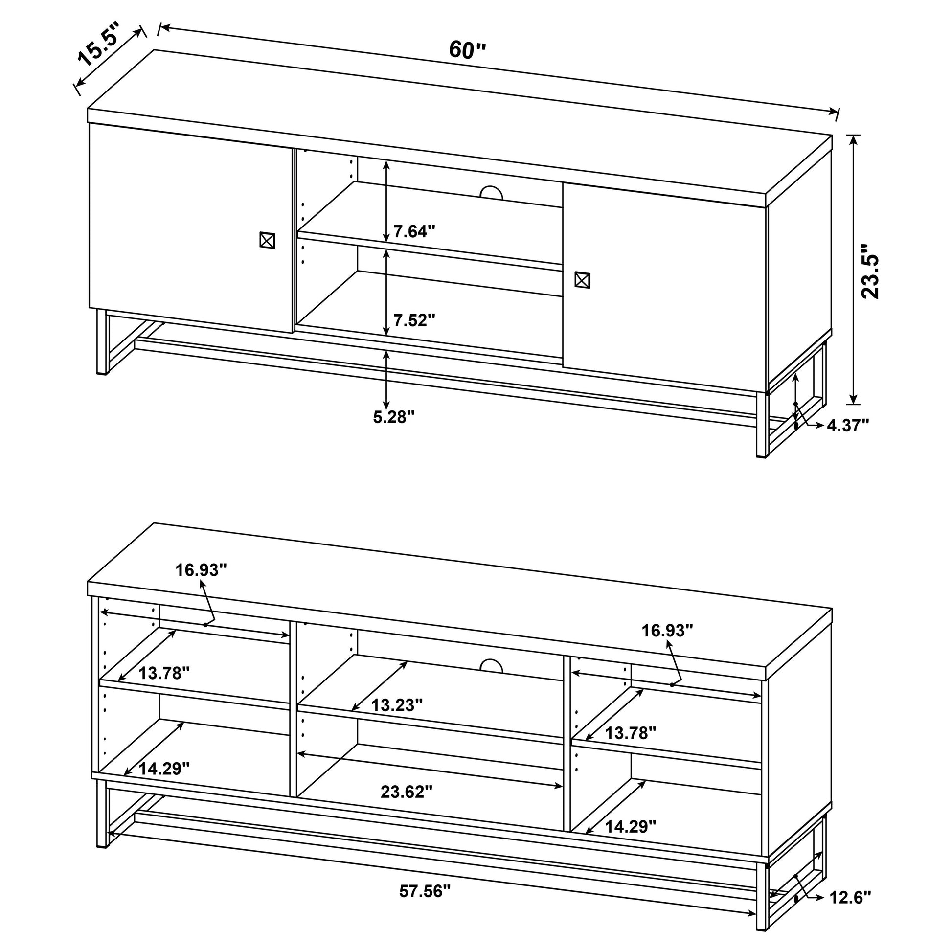 Myles 2-door Engineered Wood 60-inch TV Stand Rustic Oak - Discount Furniture Connection