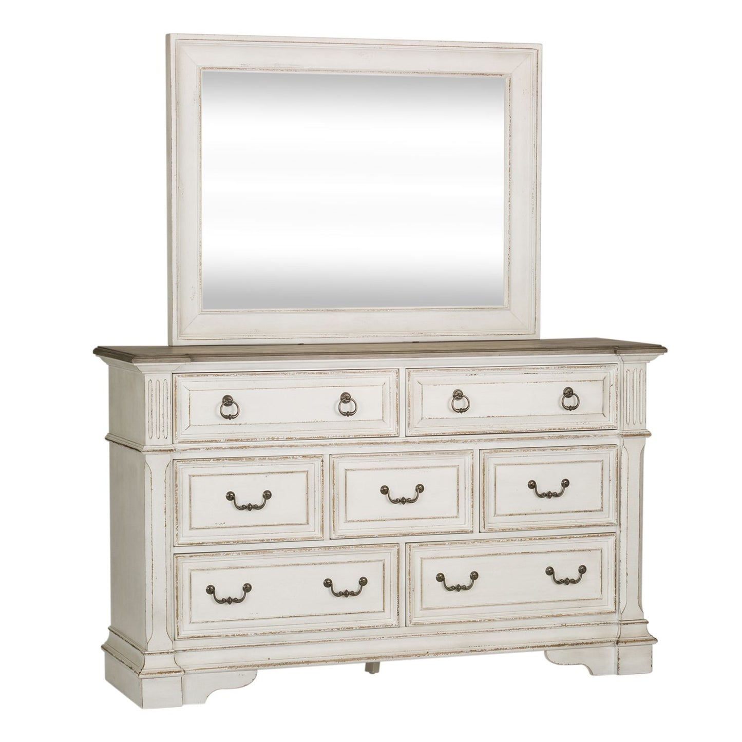 Abbey Park - King Panel Bed, Dresser & Mirror, Chest