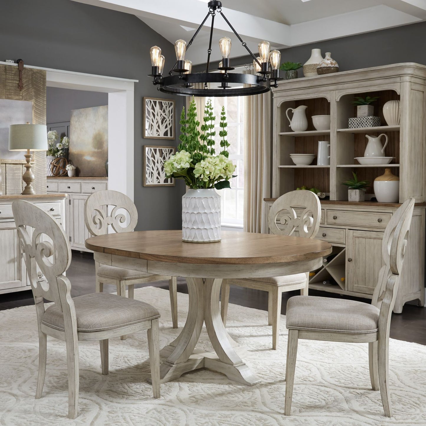 5 Piece Pedestal Table Set