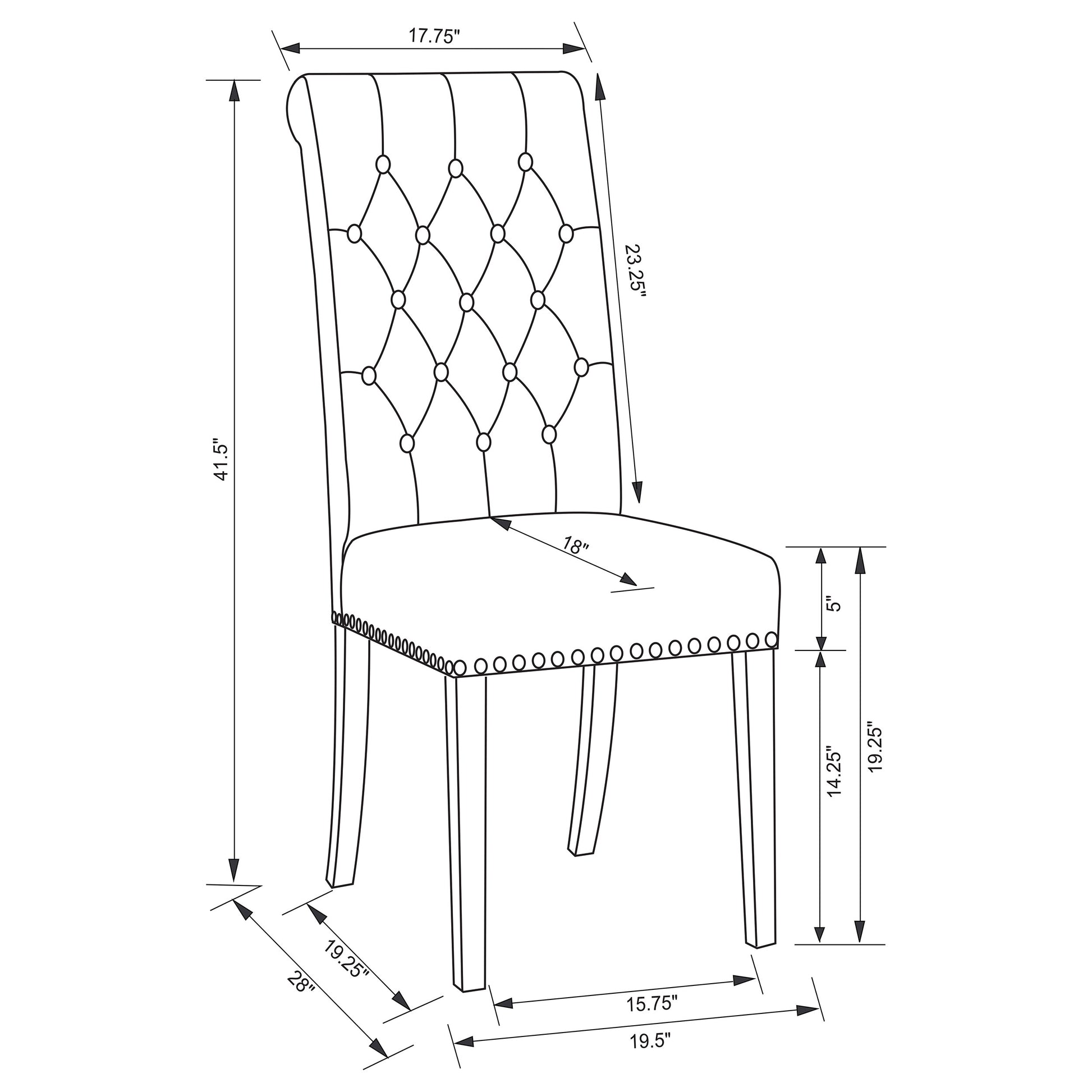 Alana Upholstered Dining Side Chair Beige Smokey Black (Set of 2) - Discount Furniture Connection
