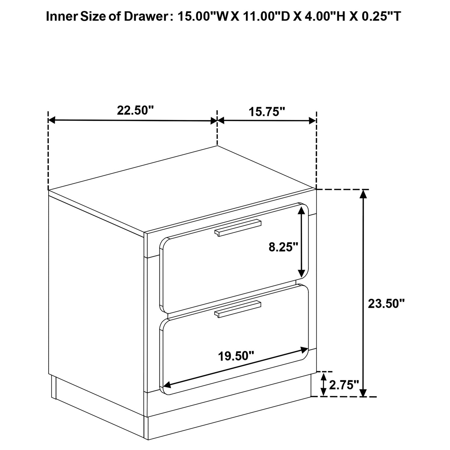 Caraway 2-drawer Nightstand Black - Discount Furniture Connection