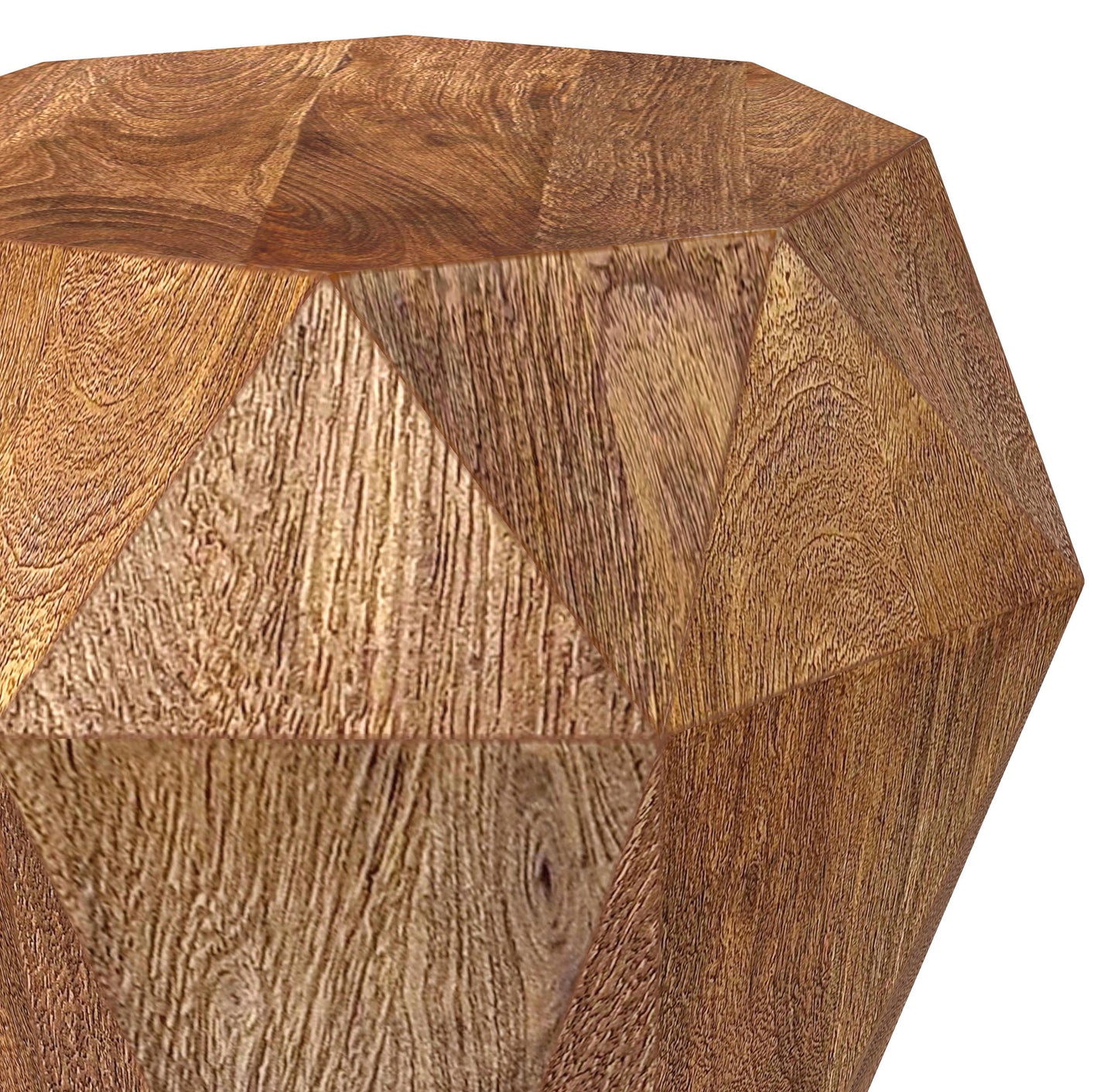 Jacinto Geometric Solid Mango Wood Side Table Natural Brown