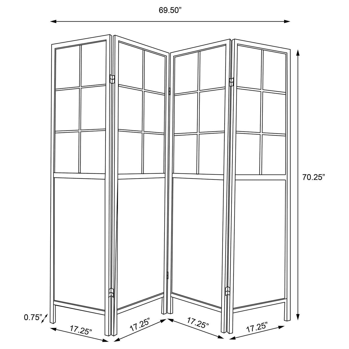 Edwards 4-Panel Room Divider Folding Shoji Screen Natural - Discount Furniture Connection
