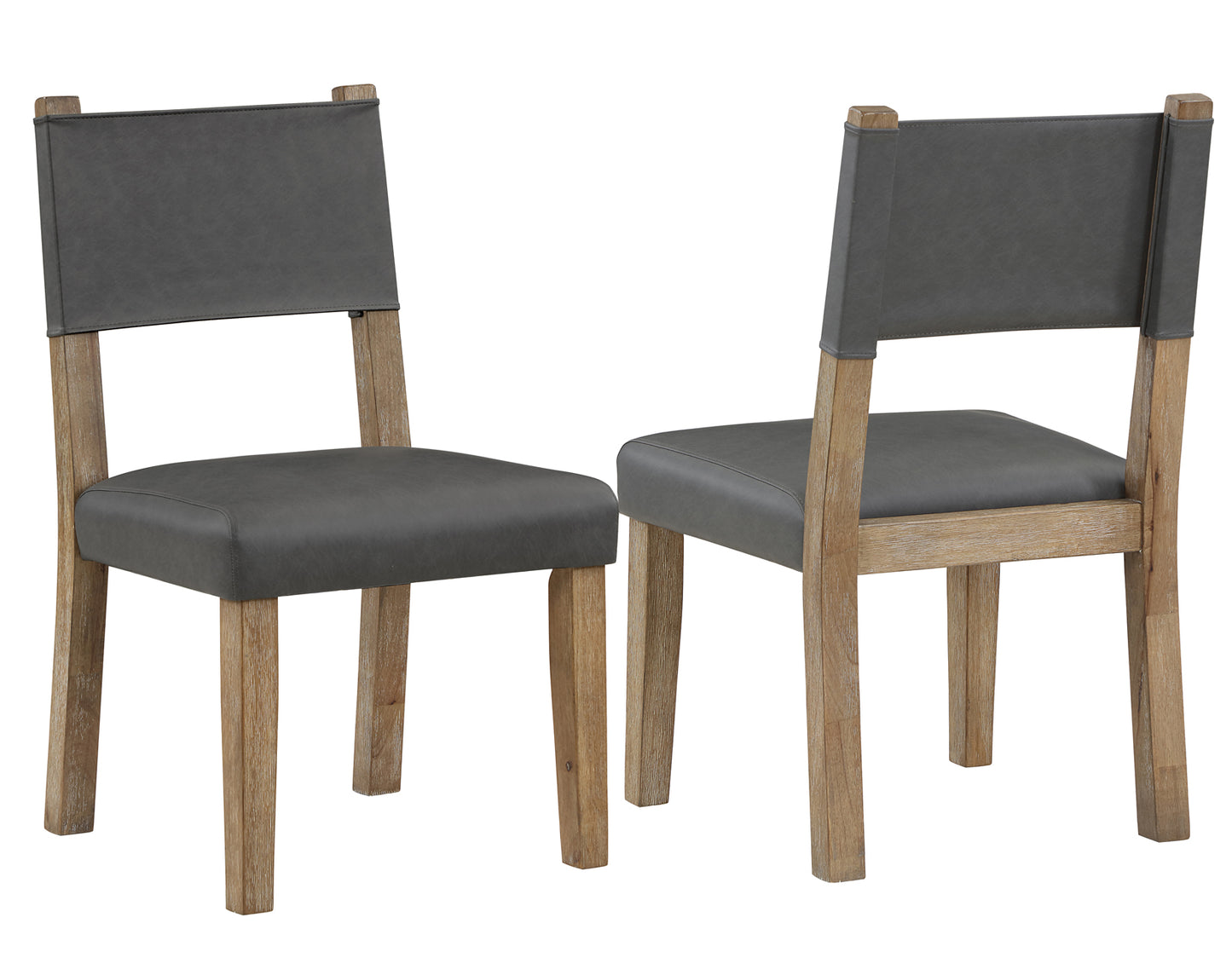 Aubrey Side Chair, Gray Vegan Leather with Driftwood finish