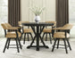 Rylie 48-inch Round Counter Table Top with 4 Drawers, Black Finish