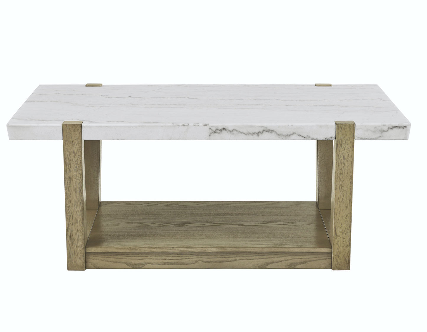 Perth White Marble Top Cocktail Table with Casters