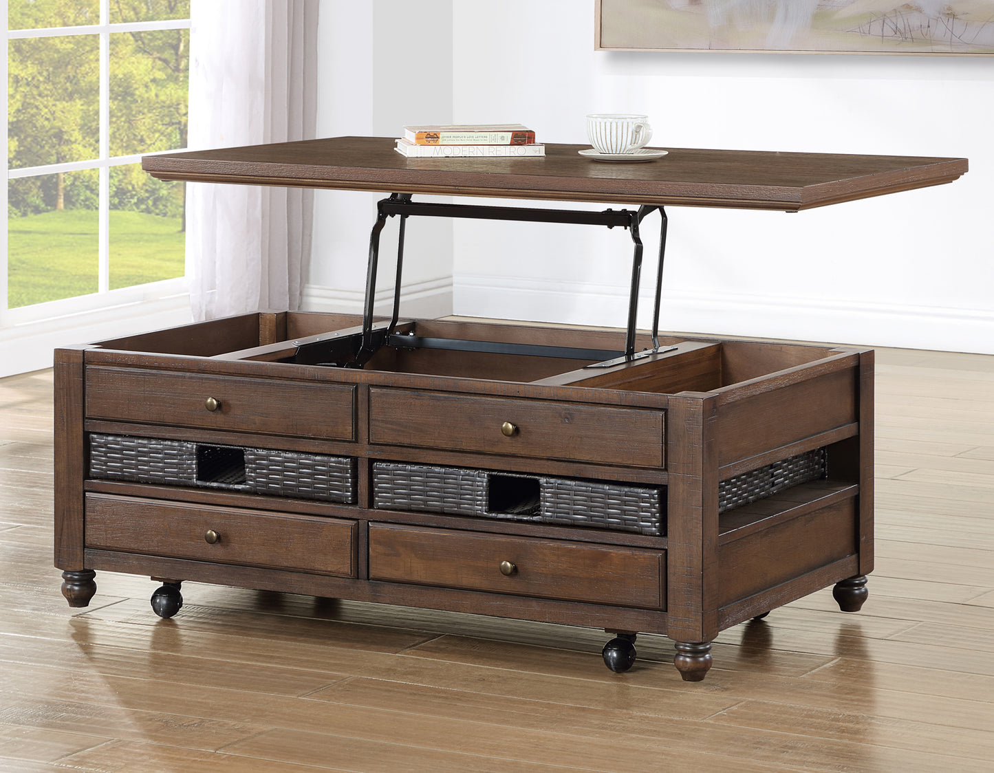Oliver Lift-Top Cocktail Table with Casters