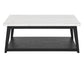 Vida White Marble Cocktail Table with Casters, Black Finish