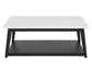 Vida White Marble Cocktail Table with Casters, Black Finish