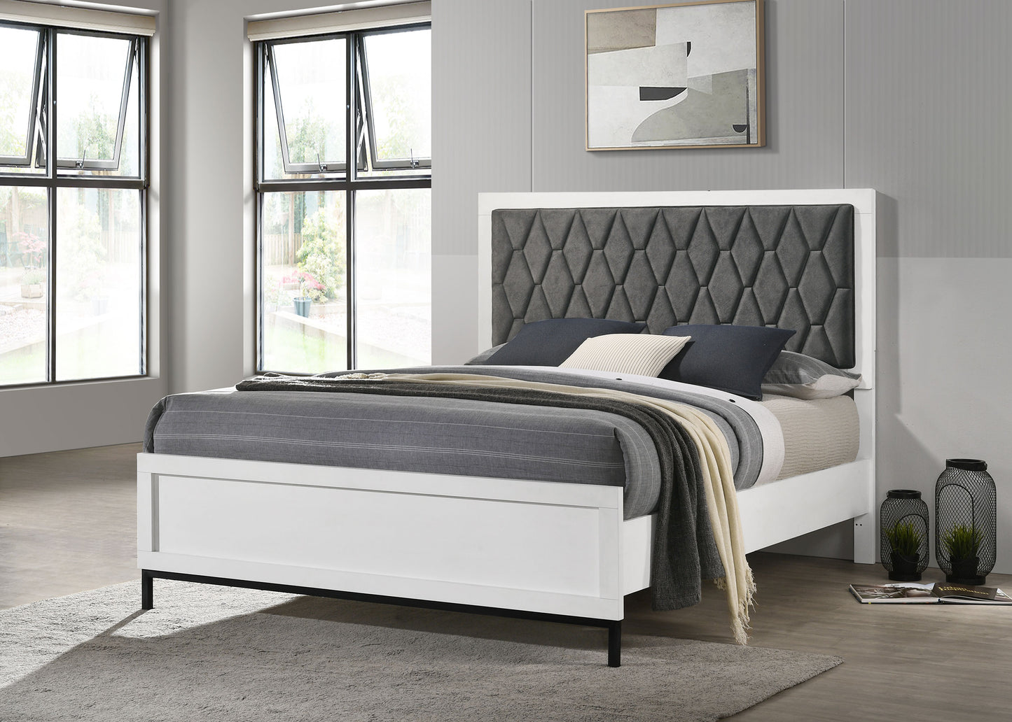Sonora Queen Upholstered Panel Bed White - Discount Furniture Connection