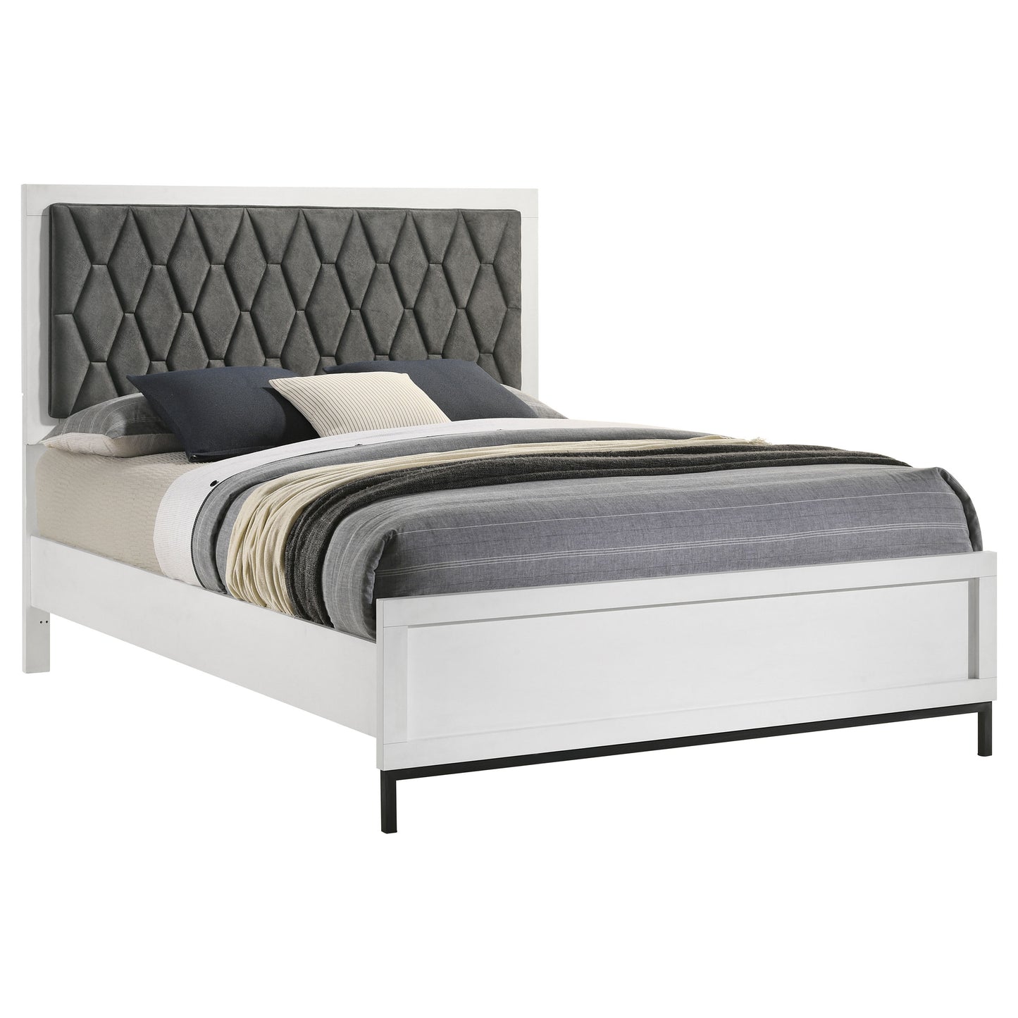 Sonora Queen Upholstered Panel Bed White - Discount Furniture Connection
