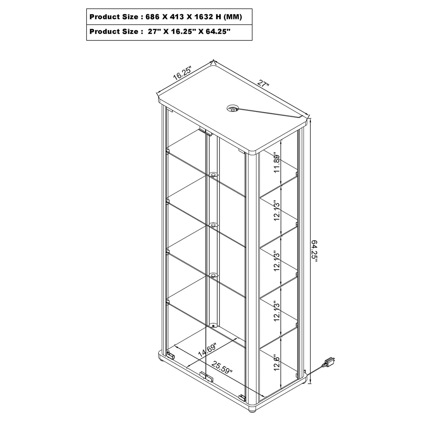 Aero 5-shelf Display Curio Cabinet with LED Lighting White - Discount Furniture Connection