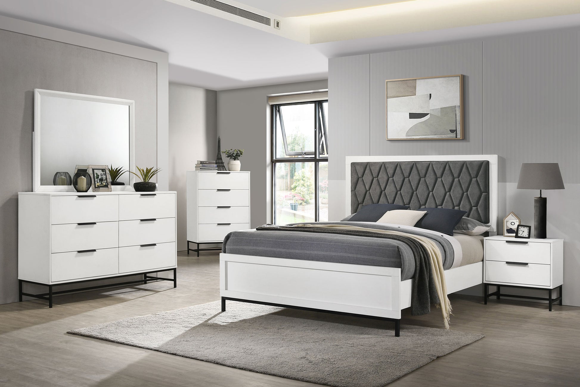 Sonora Queen Upholstered Panel Bed White - Discount Furniture Connection