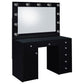 Acena 7-drawer Vanity Set with Lighting Black High Gloss - Discount Furniture Connection