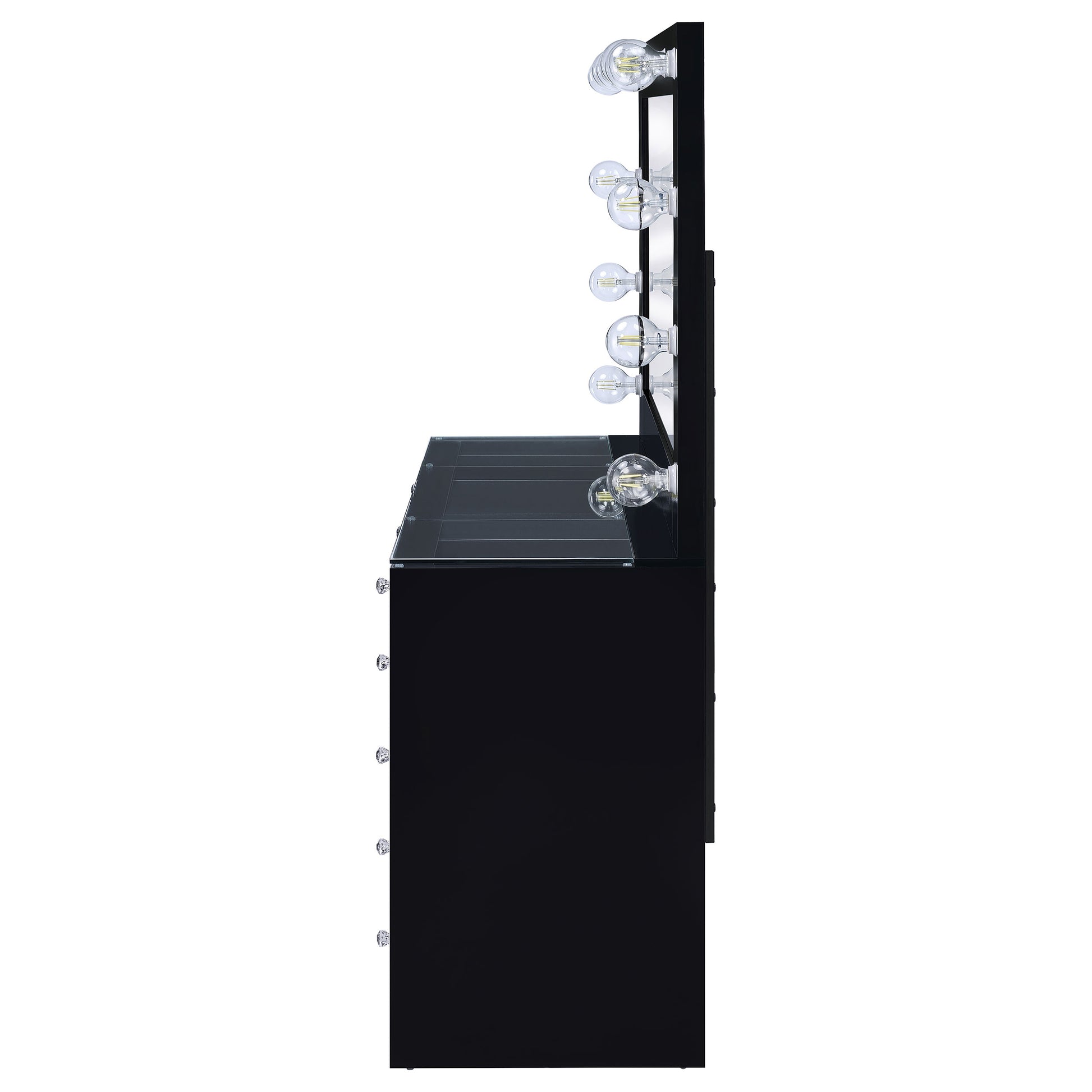 Acena 7-drawer Vanity Set with Lighting Black High Gloss - Discount Furniture Connection