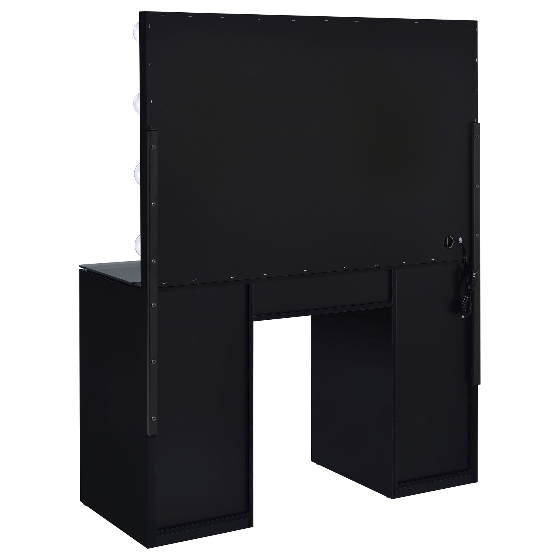 Acena 7-drawer Vanity Set with Lighting Black High Gloss - Discount Furniture Connection