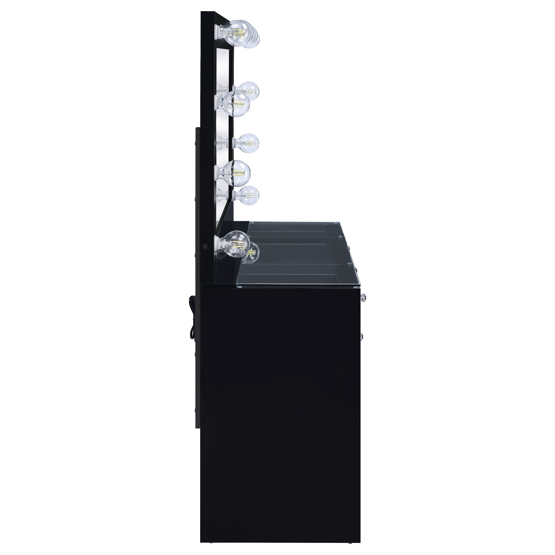 Acena 7-drawer Vanity Set with Lighting Black High Gloss - Discount Furniture Connection