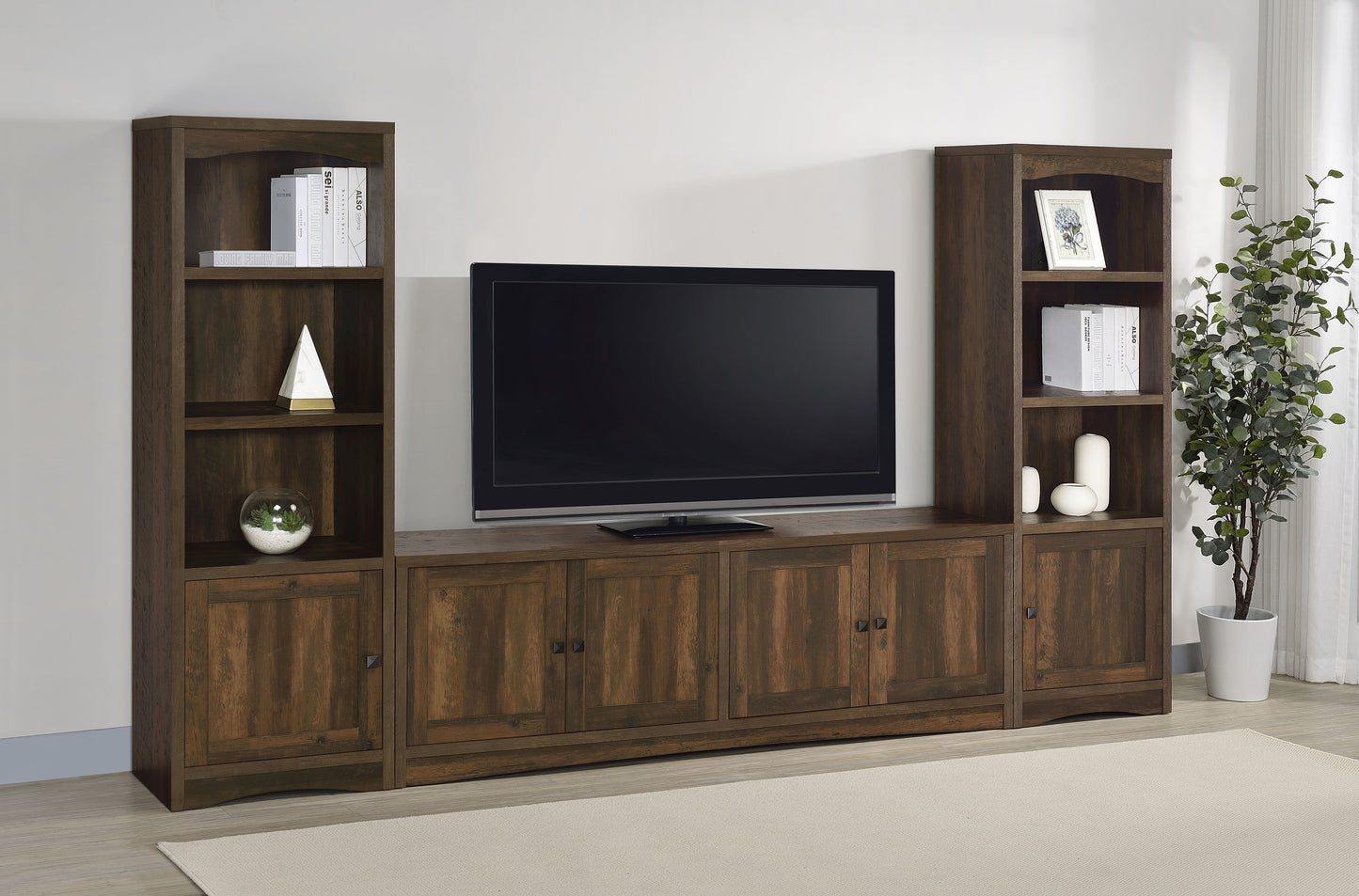 Laughlin 4-shelf Engineered Wood Media Tower Dark Pine