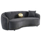Brookside Velvet Upholstered Curved Sofa Dark Grey - Discount Furniture Connection