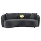 Brookside Velvet Upholstered Curved Sofa Dark Grey - Discount Furniture Connection
