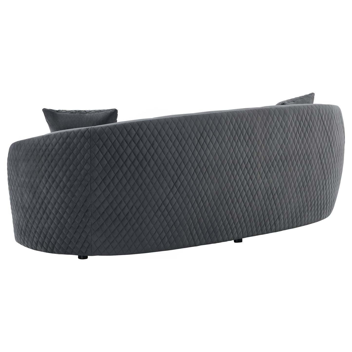 Brookside Velvet Upholstered Curved Sofa Dark Grey - Discount Furniture Connection