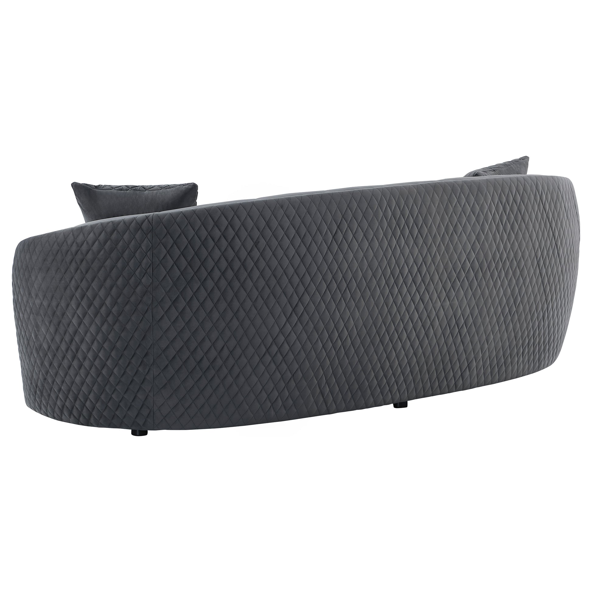 Brookside Velvet Upholstered Curved Sofa Dark Grey - Discount Furniture Connection