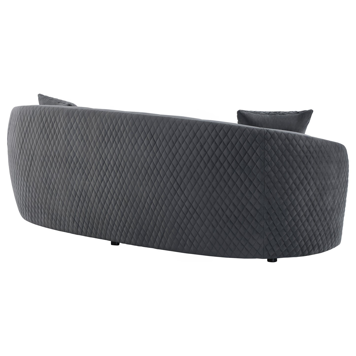 Brookside Velvet Upholstered Curved Sofa Dark Grey - Discount Furniture Connection