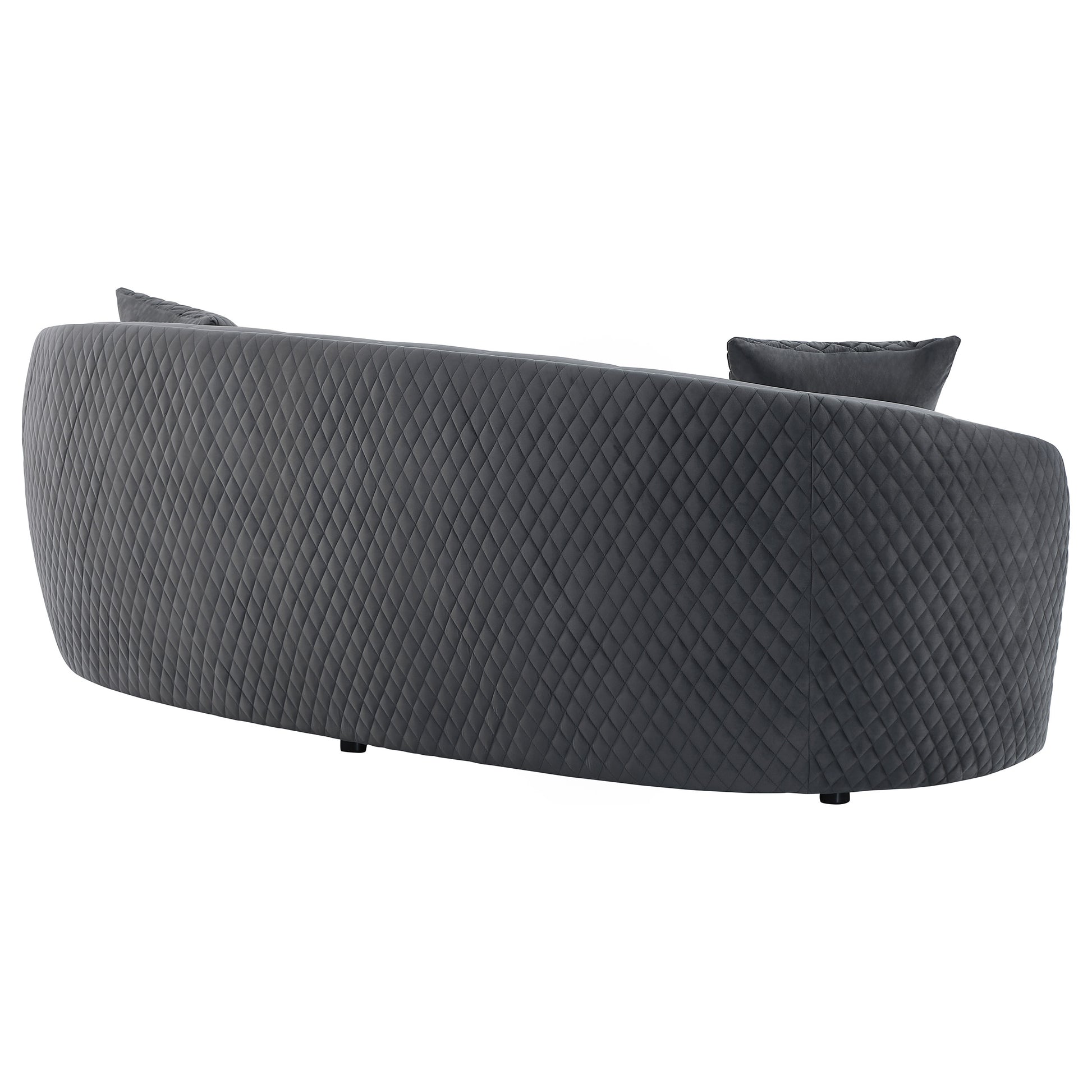 Brookside Velvet Upholstered Curved Sofa Dark Grey - Discount Furniture Connection