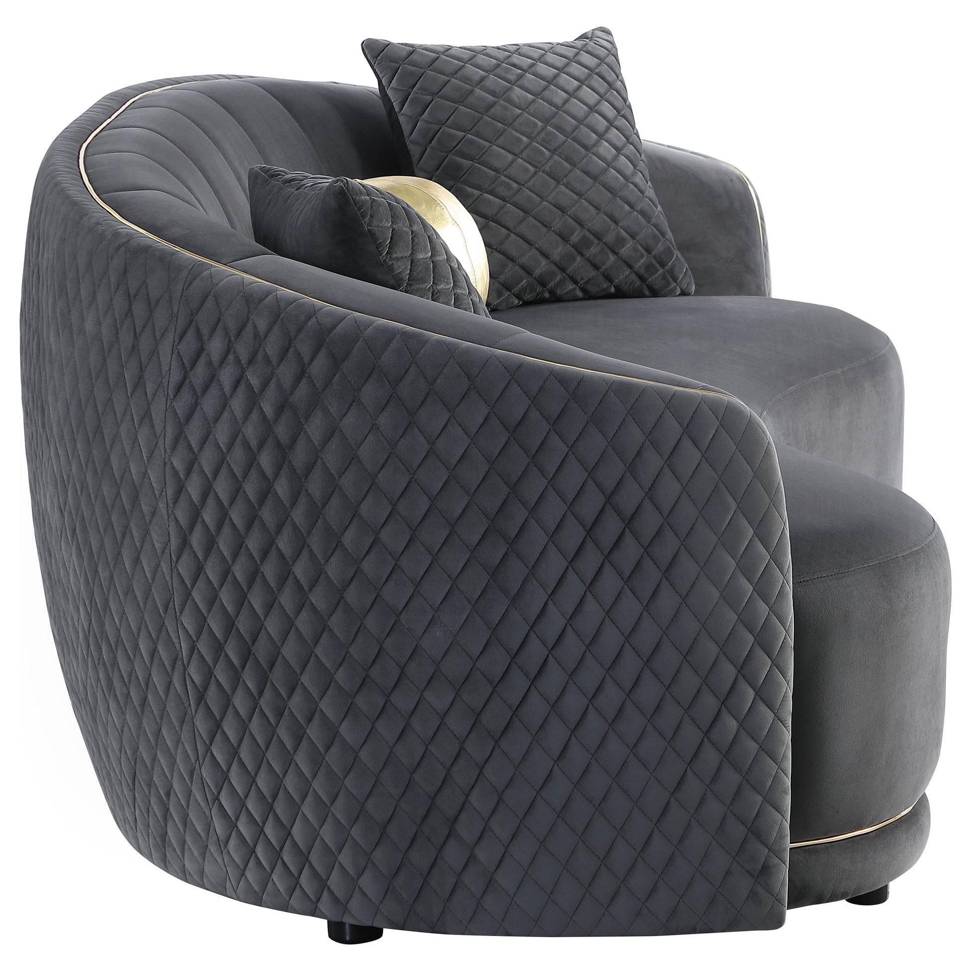 Brookside Velvet Upholstered Curved Sofa Dark Grey - Discount Furniture Connection