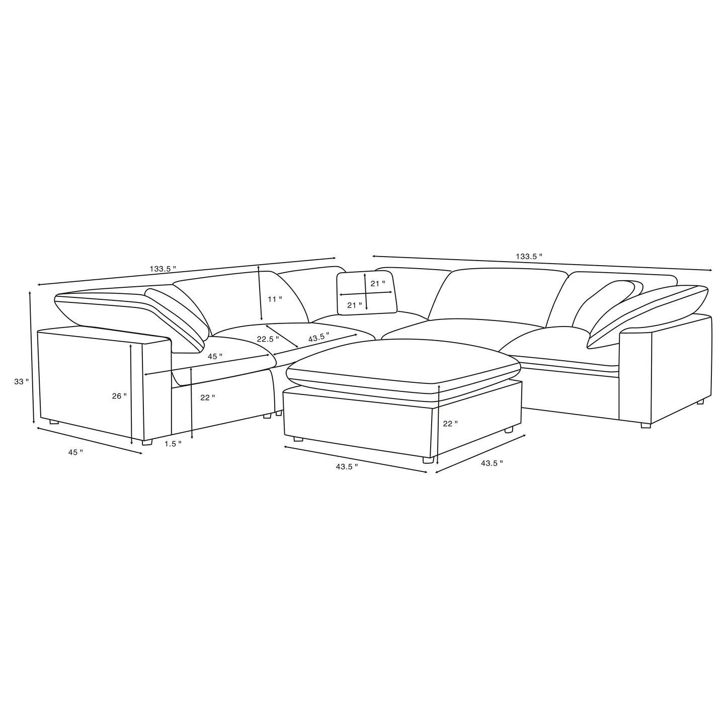 Raleigh 6-piece Boucle Upholstered Modular Sectional Ivory - Discount Furniture Connection