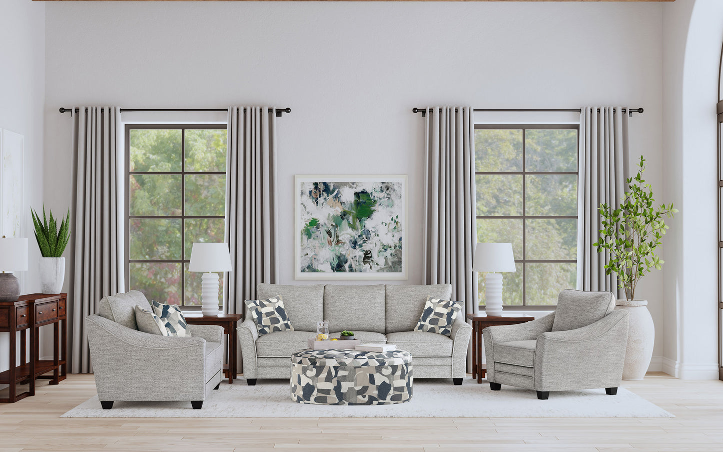 Tomkins 3-piece Boucle Upholstered Sofa Set Light Grey - Discount Furniture Connection
