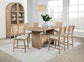 Kailani Cane Counter Height Storage Dining Table Beige Oak