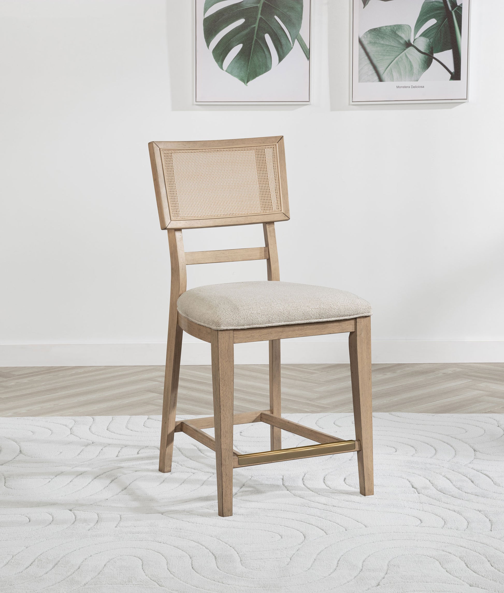 Kailani Rattan Cane Counter Side Chair Beige Oak (Set of 2) - Discount Furniture Connection