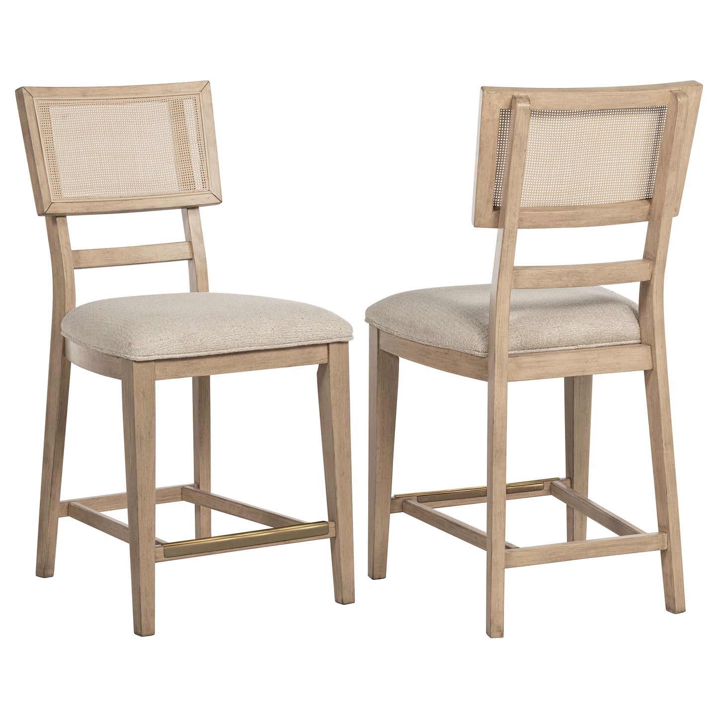 Kailani Rattan Cane Counter Side Chair Beige Oak (Set of 2) - Discount Furniture Connection
