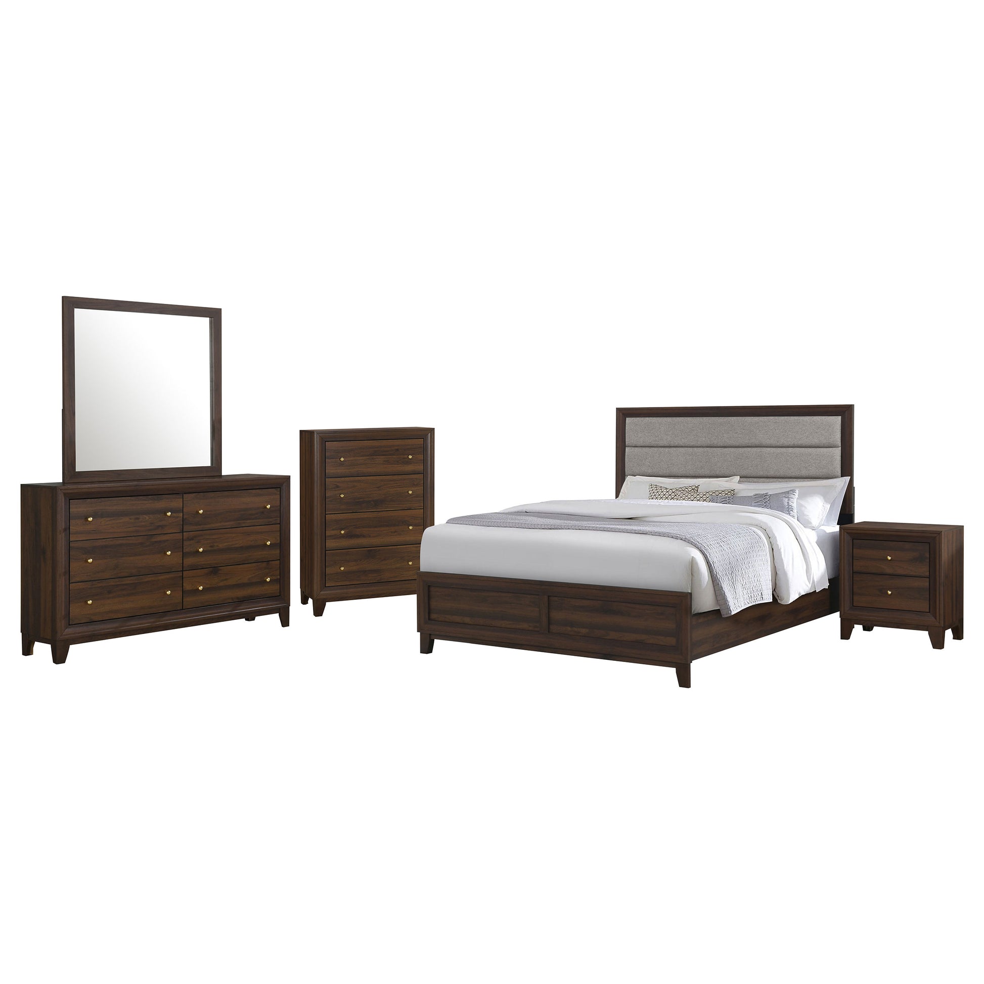 Welsley 5-piece Queen Bedroom Set Walnut - Discount Furniture Connection