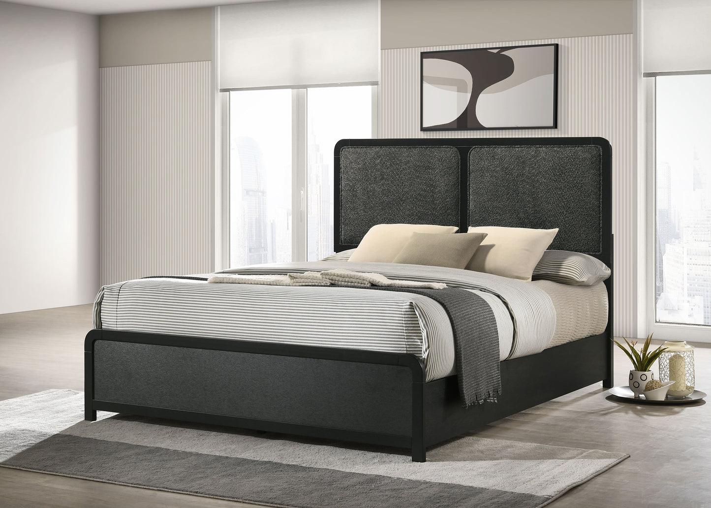 Cavelle 51-inch Upholstered Queen Bed Black - Discount Furniture Connection