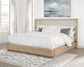 Kailani 52-inch Eastern King Wingback Bed Beige Oak - Discount Furniture Connection