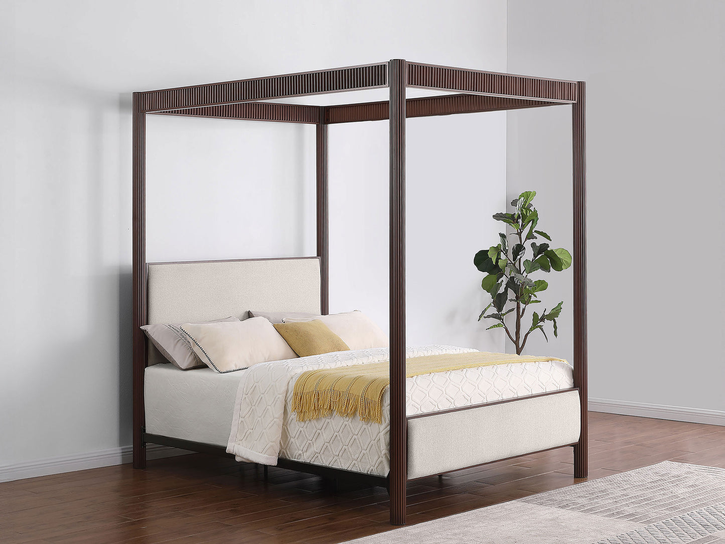 Zimmerlee 89-inch Metal Queen Canopy Bed Rust Brown - Discount Furniture Connection
