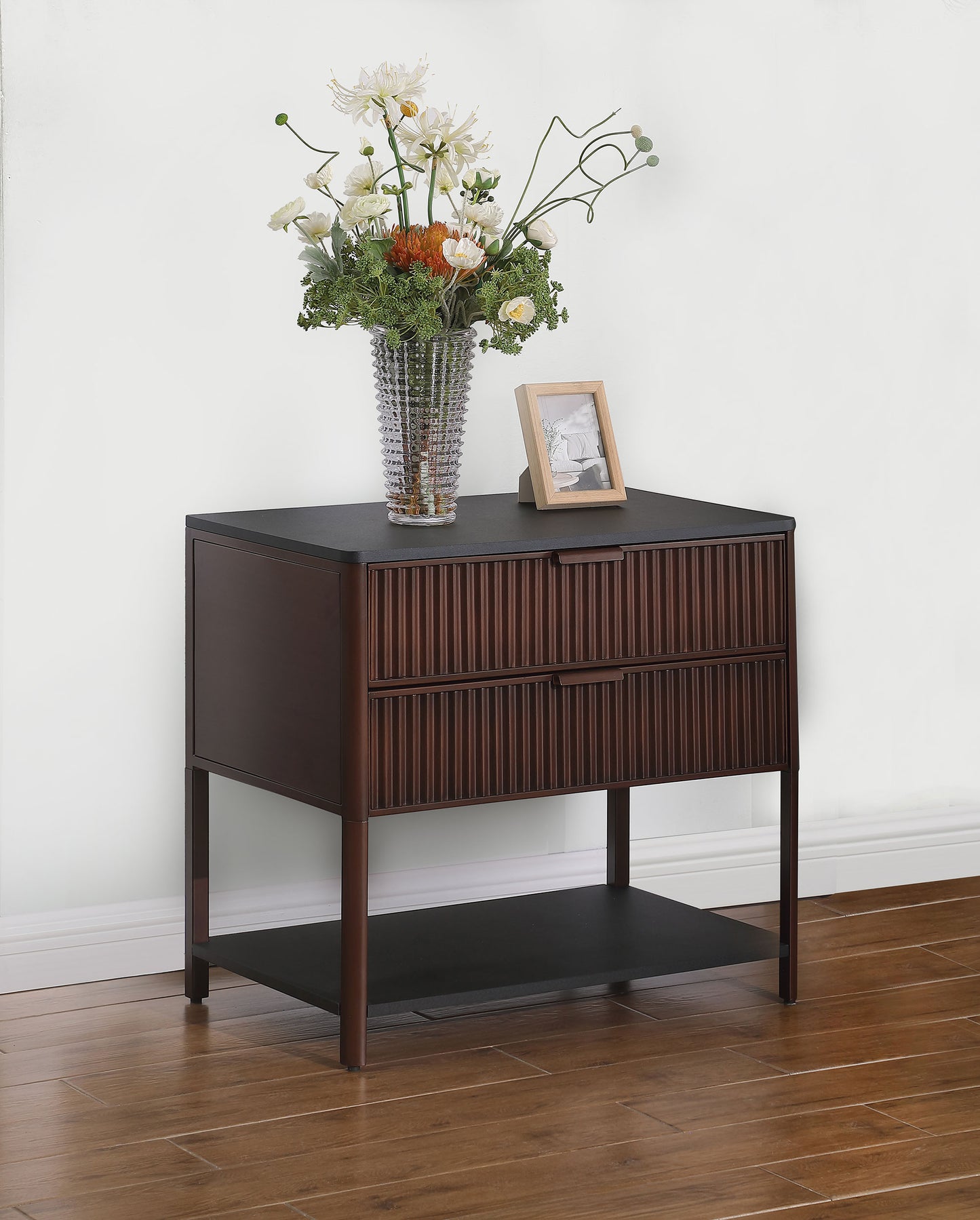 Zimmerlee 2-drawer Side Table with Shelf Rust Brown - Discount Furniture Connection