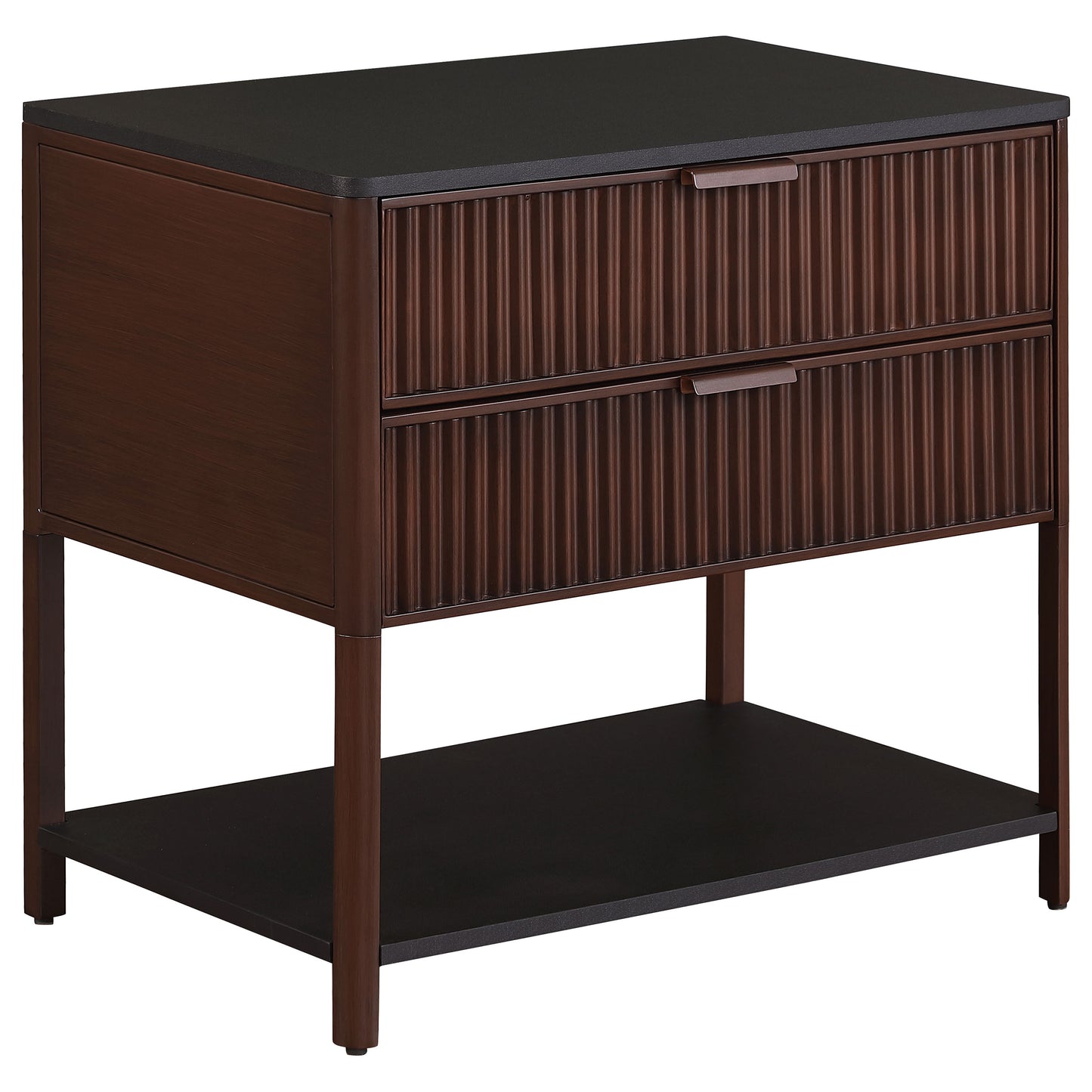 Zimmerlee 2-drawer Side Table with Shelf Rust Brown - Discount Furniture Connection