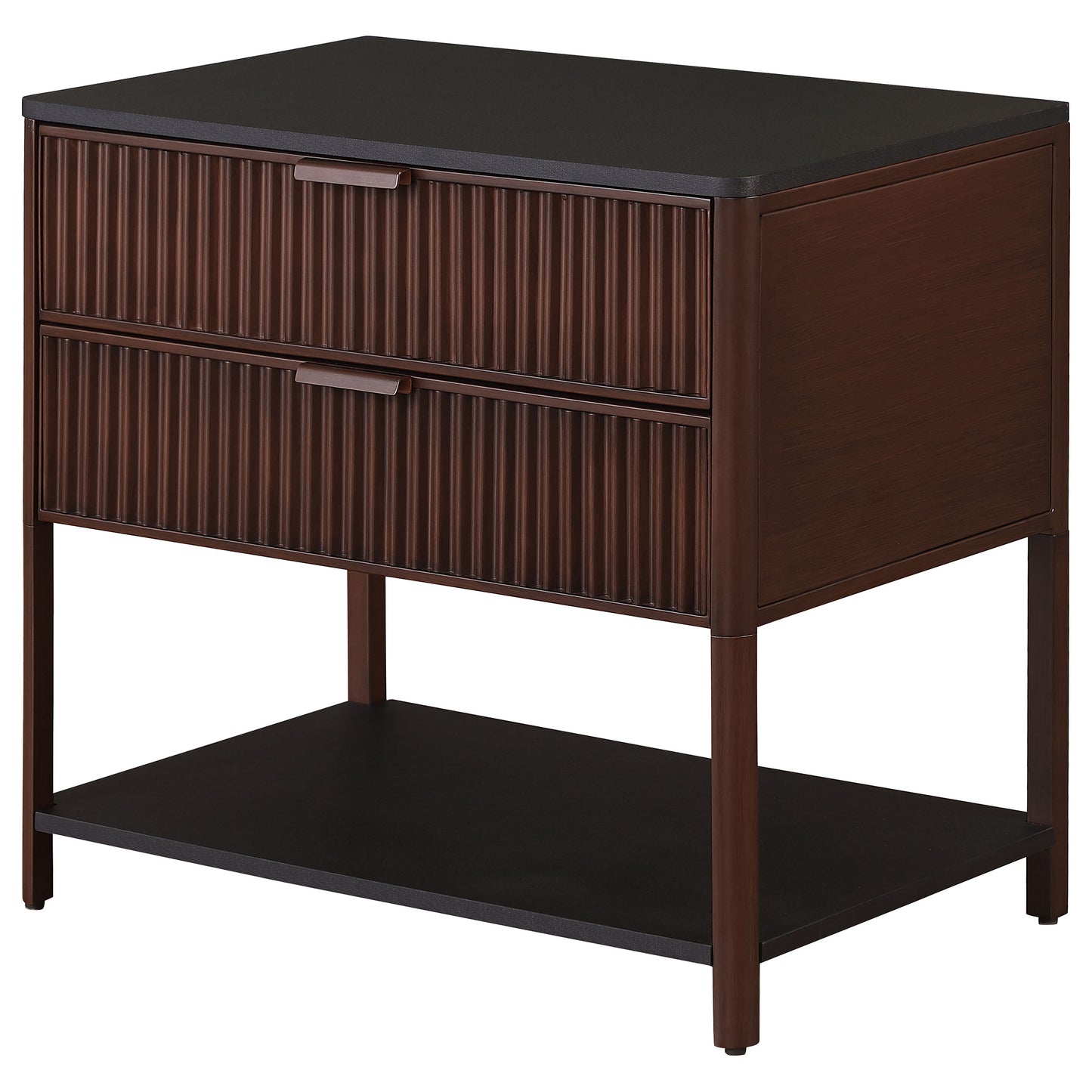 Zimmerlee 2-drawer Side Table with Shelf Rust Brown - Discount Furniture Connection