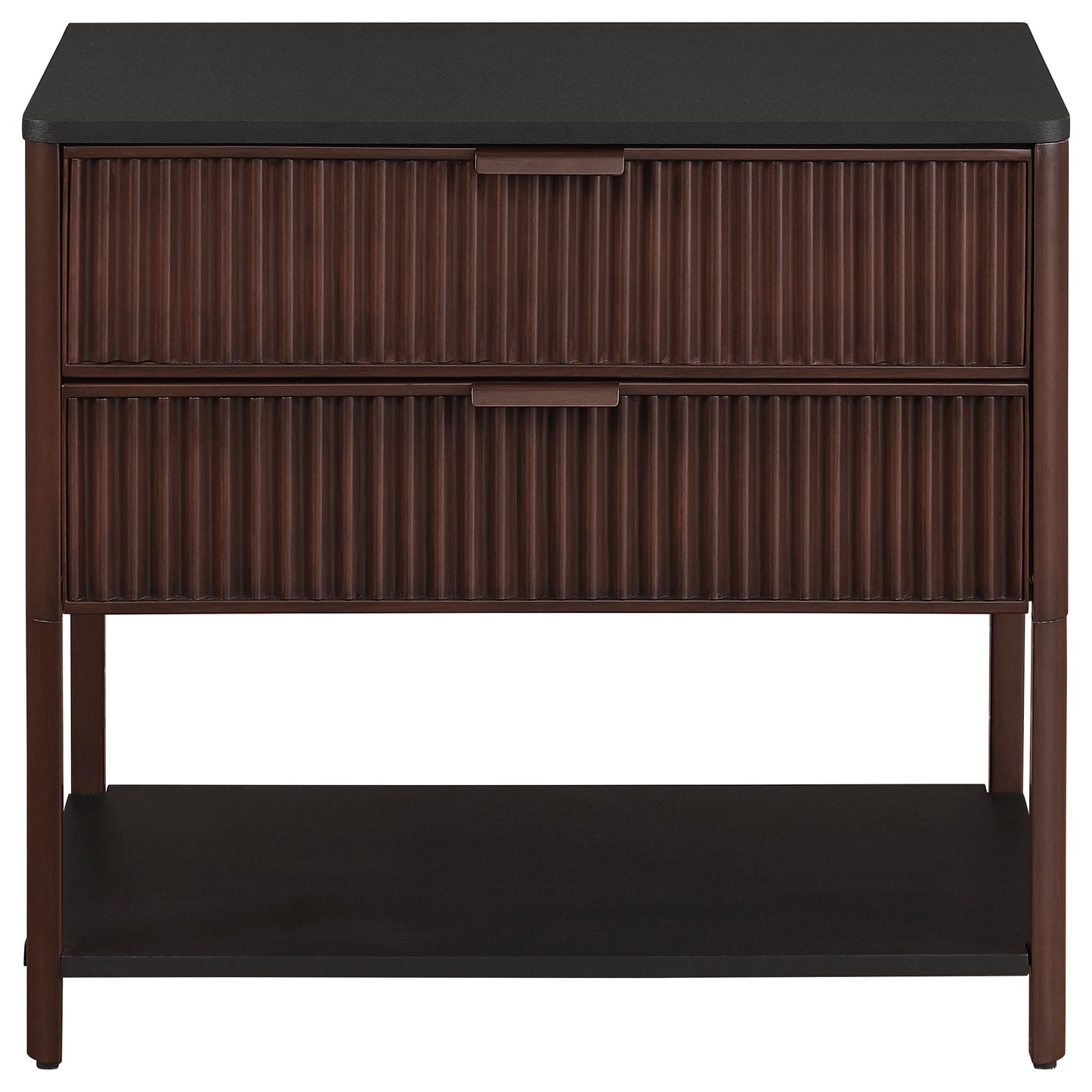 Zimmerlee 2-drawer Side Table with Shelf Rust Brown - Discount Furniture Connection