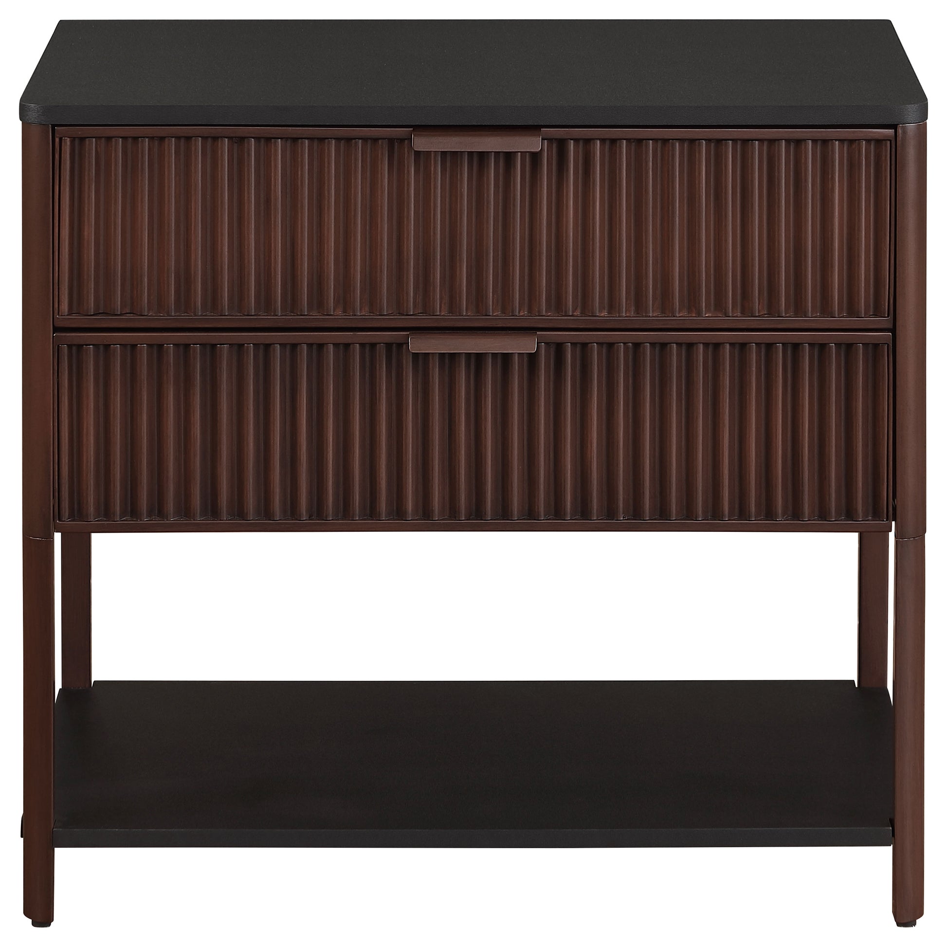 Zimmerlee 2-drawer Side Table with Shelf Rust Brown - Discount Furniture Connection