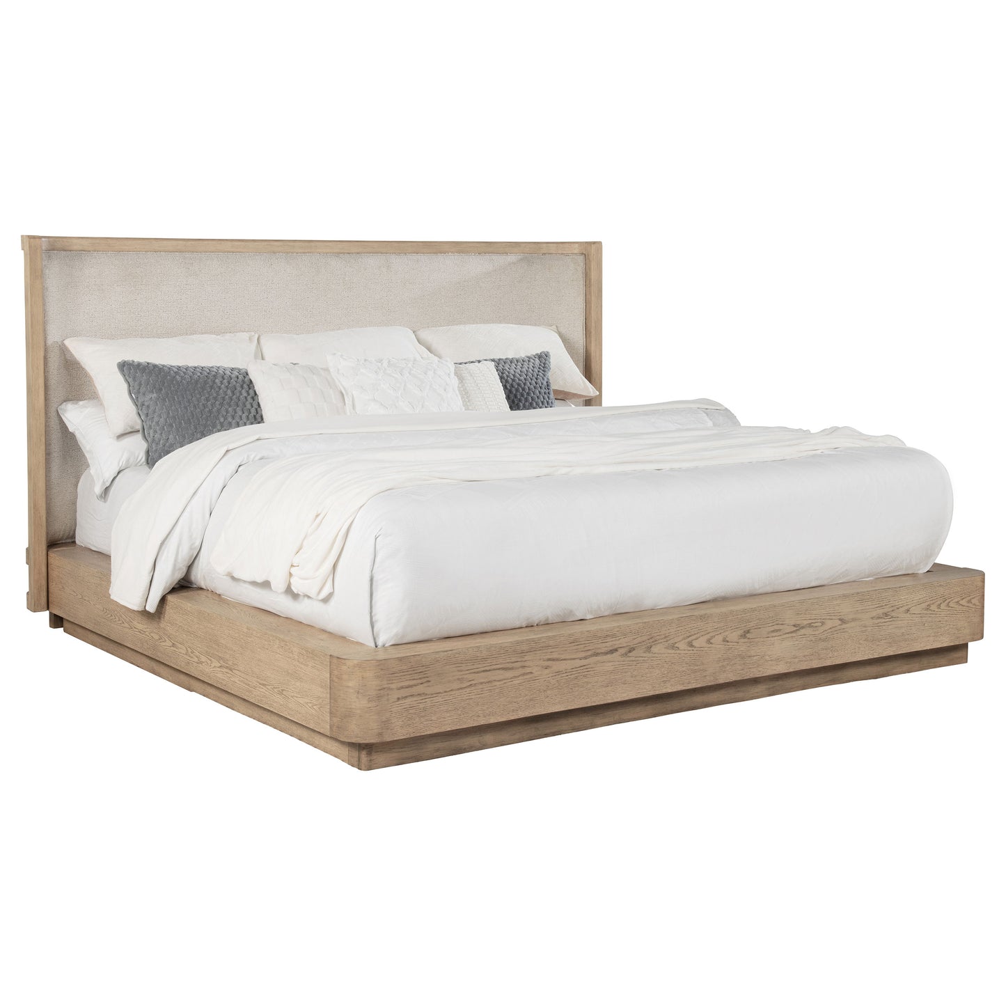Kailani 52-inch Eastern King Wingback Bed Beige Oak - Discount Furniture Connection