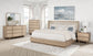 Kailani 52-inch Queen Wingback Bed Beige Oak - Discount Furniture Connection