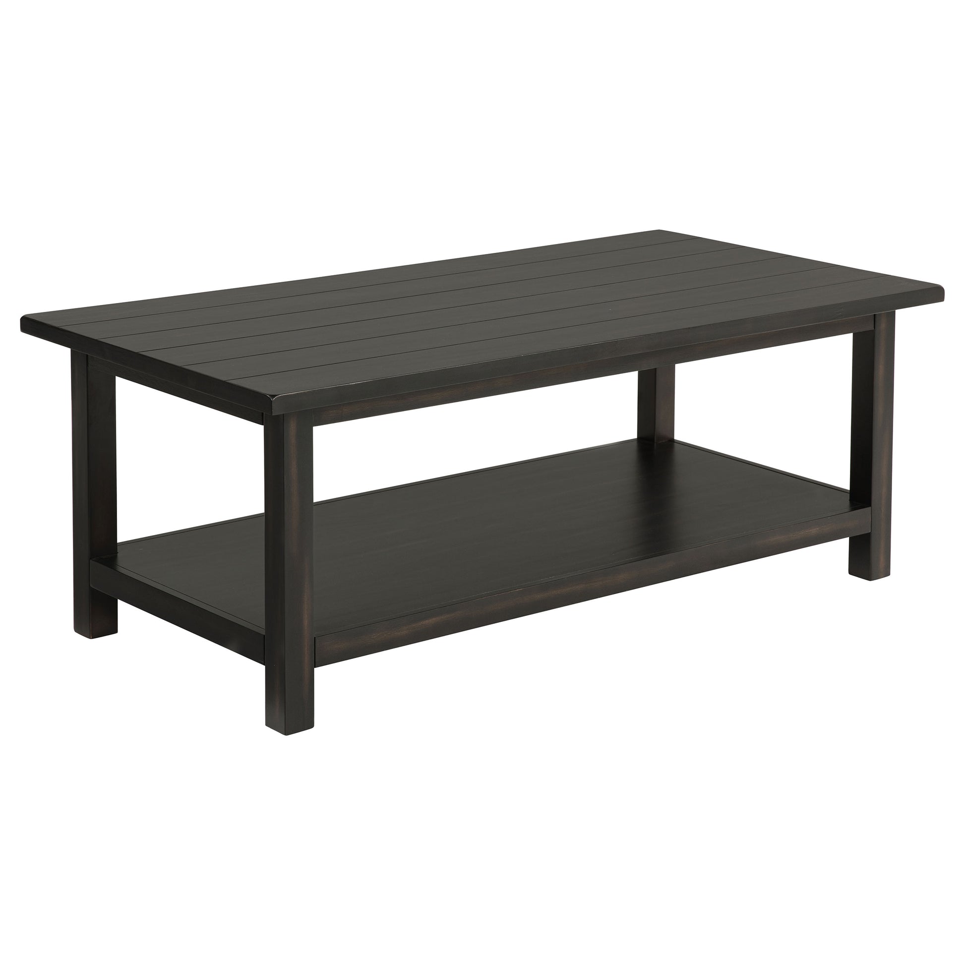 Payne Wood Coffee Table with Shelf Distressed Java - Discount Furniture Connection