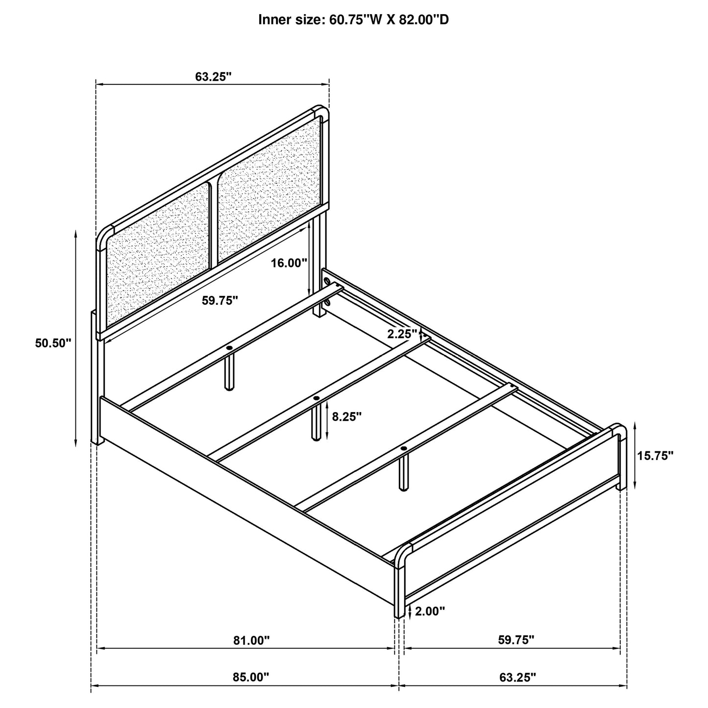Cavelle 51-inch Upholstered Queen Bed Black - Discount Furniture Connection