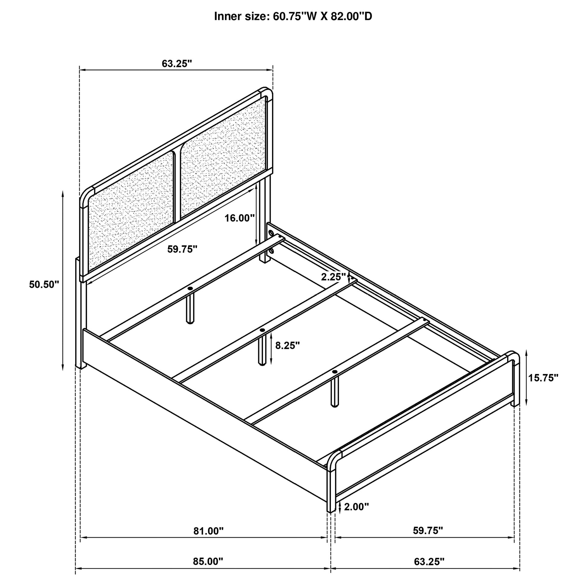 Cavelle 51-inch Upholstered Queen Bed Black - Discount Furniture Connection
