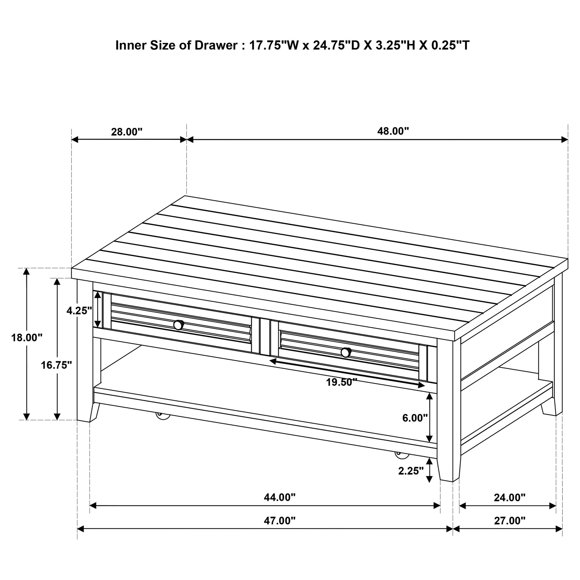 Concord 2-drawer Rectangular Coffee Table Distressed Java - Discount Furniture Connection