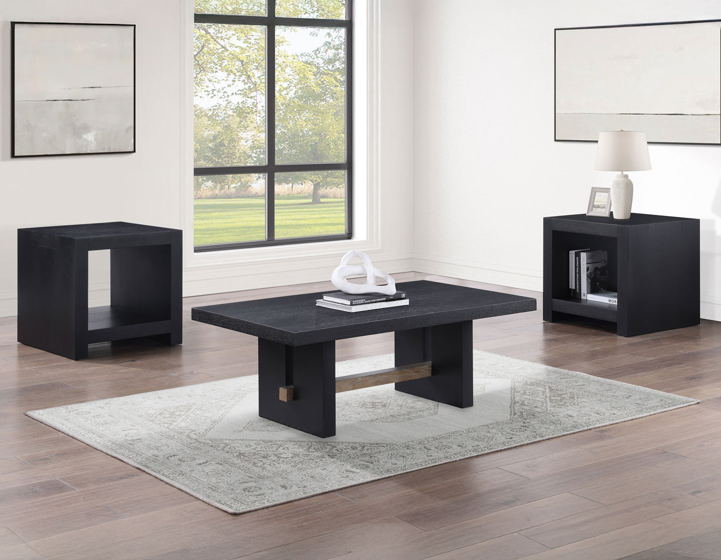 Aubrey 48″ Coffee Table, Black Finish